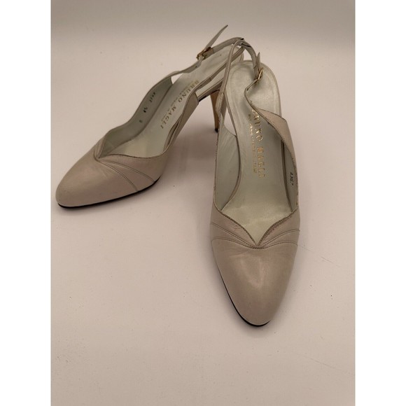 Vintage Bruno Magli Italy Heels Women's 6.5 B Cream/White Leather Slingback - Picture 3 of 11